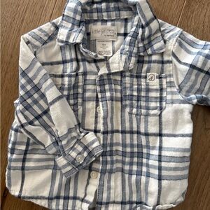 Little Planet Blue and White Plaid Button Down Shirt for Kids
